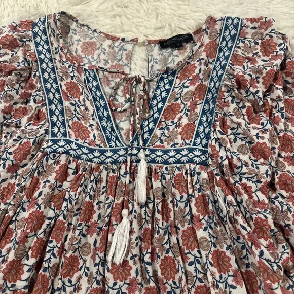 Rachel Zoe womens Small boho tunic v neck priarie cottage - Picture 6 of 13
